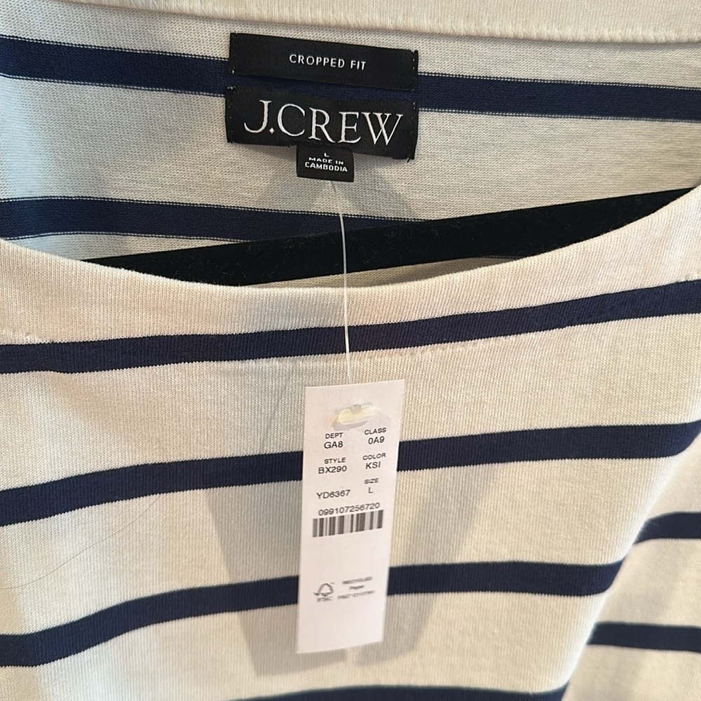 J. Crew Blue and White Striped Long Sleeve Tee - Picture 5 of 7
